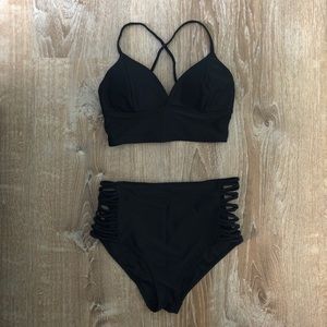 Black high waisted bikini set
